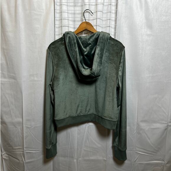 Aerie Dreamy Velour Cropped Hoodie Full Zip Green XL - Picture 5 of 8